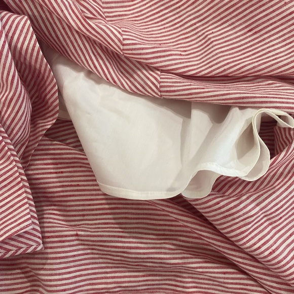 🆕BCBGMAXAZRIA Pinstriped Asymmetric Skirt In Lipstick Red. Size Large.NWT - Picture 9 of 10